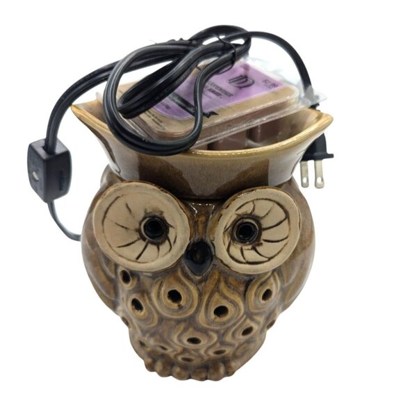 Ceramic Owl Electric Wax Warmer Oil lamp W Lavender & Sage wax Cubes - Picture 2 of 11
